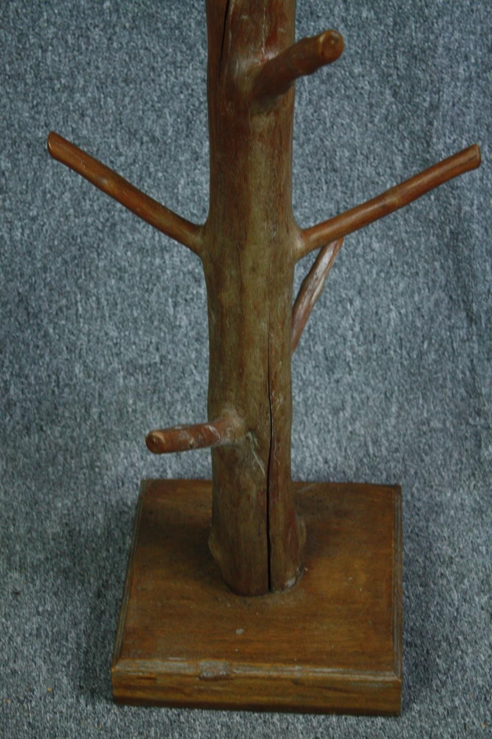 A hall coat and hatstand cut from a hardwood branch. Lacquered finish. H.205cm. - Image 3 of 4