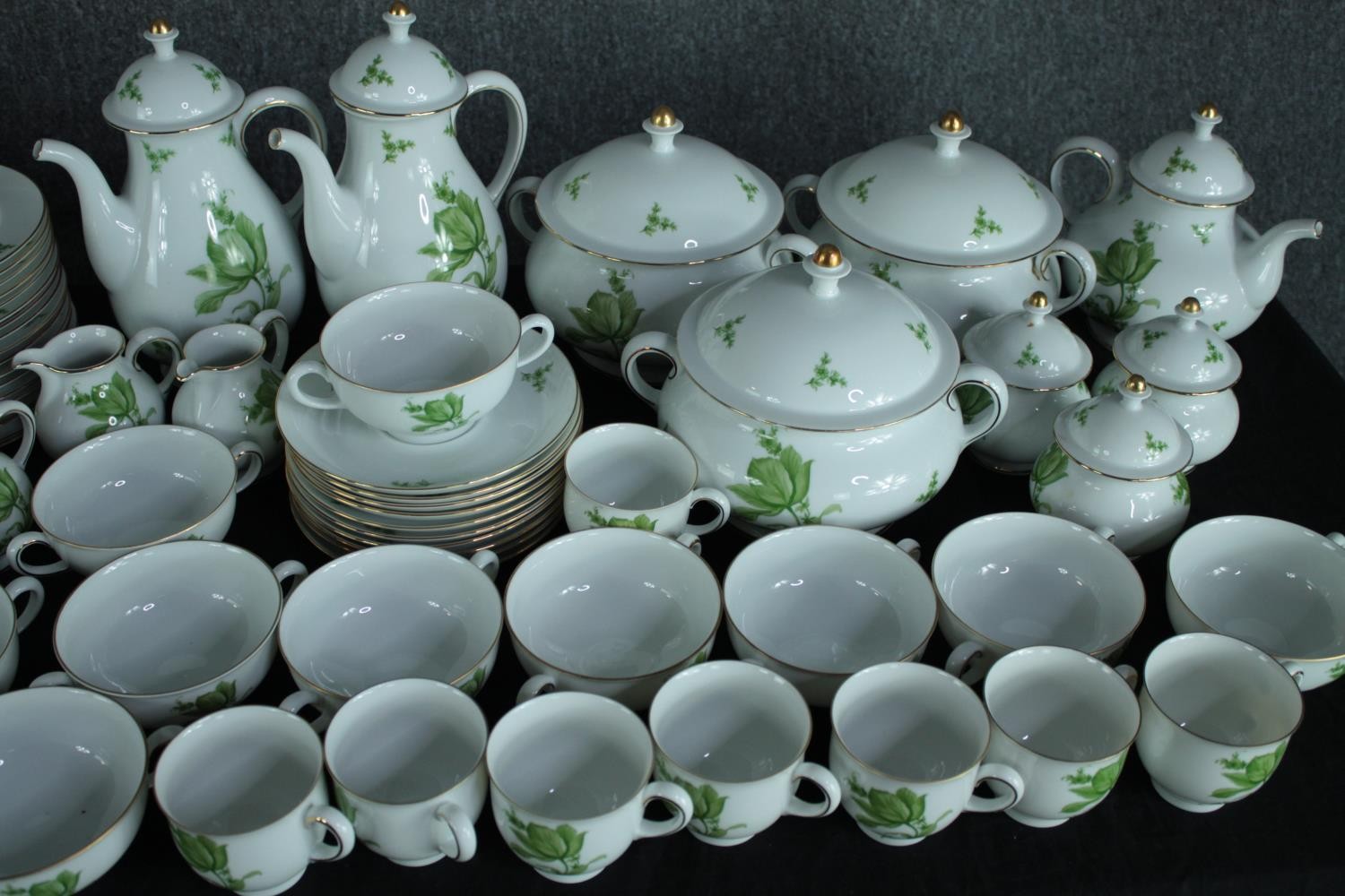 A large Konigl Pr Tettau tea set made up of two teapots, a coffee pot, sugar bowls, creamers, side - Image 3 of 15