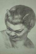 Print. A horned Faun. Nineteenth century. Unsigned. Framed and glazed. H.51 W.45cm.