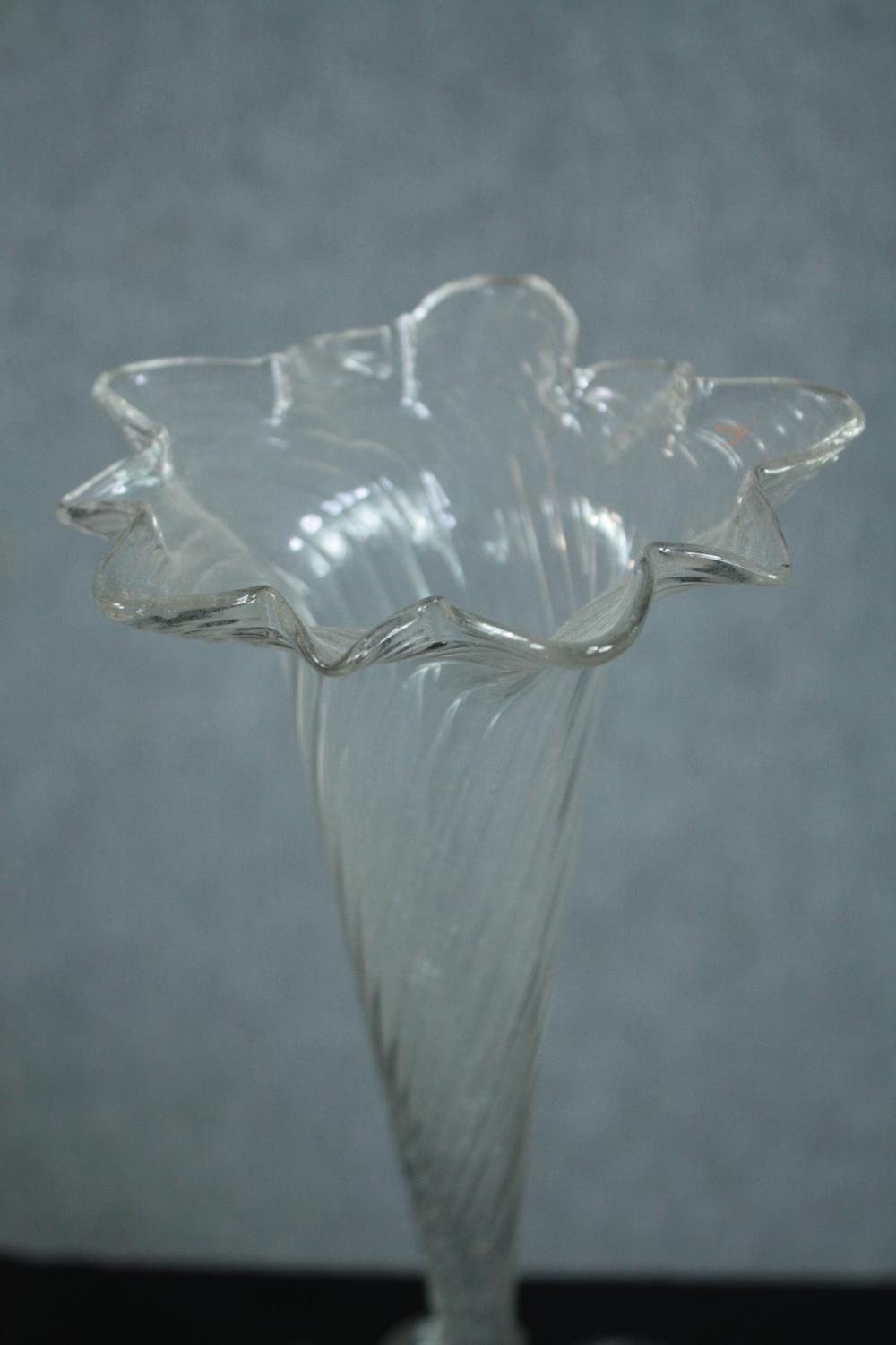 An ornate glass stem vase in the shape of flower. early twentieth century. H.39 cm. - Image 4 of 4