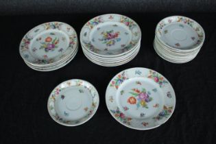 Schumann Dresden china. Side plates and saucers. Dia.20cm. (largest)