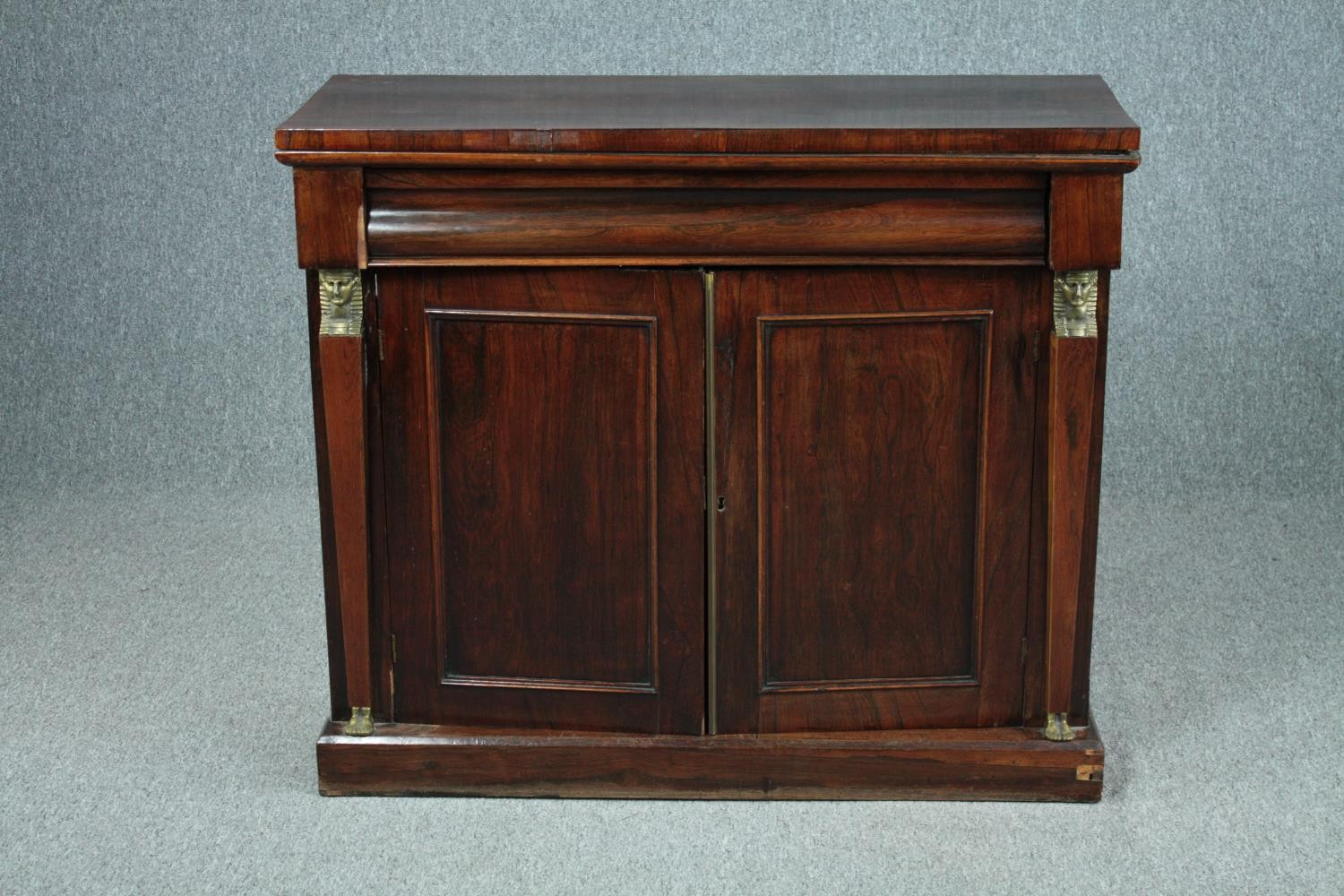 Chiffonier, Regency rosewood Egyptian revival with ormolu mounts. H.91 W.106 D.40cm.