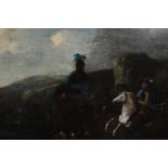 Oil on canvas. Probably eighteenth century. An interesting composition. A cavalryman is startled