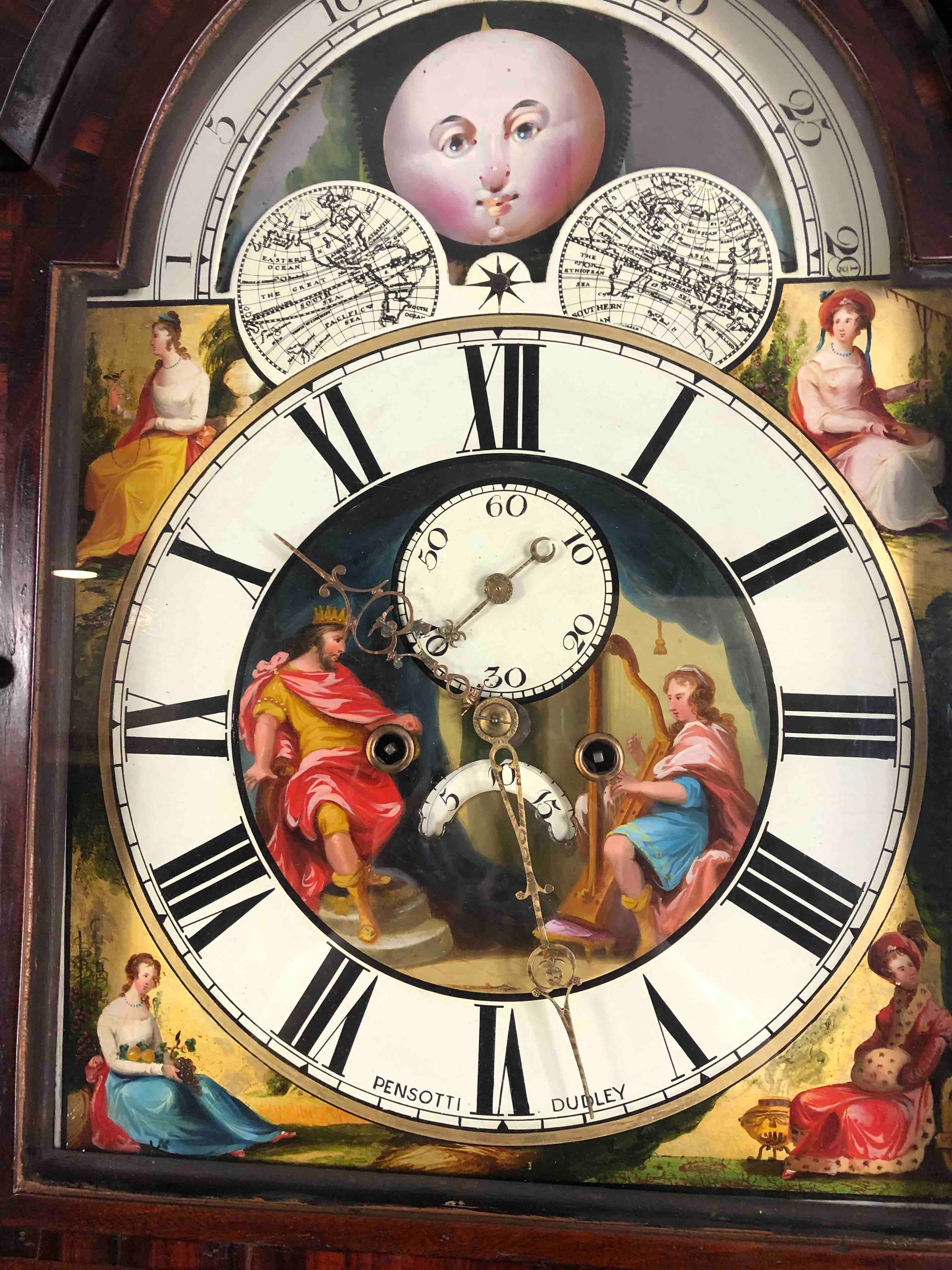 Longcase clock, 19th century with eight day movement in crossbanded mahogany case, maker; - Image 5 of 11