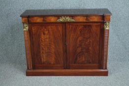 Chiffonier, Regency style Egyptian revival flame mahogany with ormolu mounts. H.82 W.107 D.34cm.