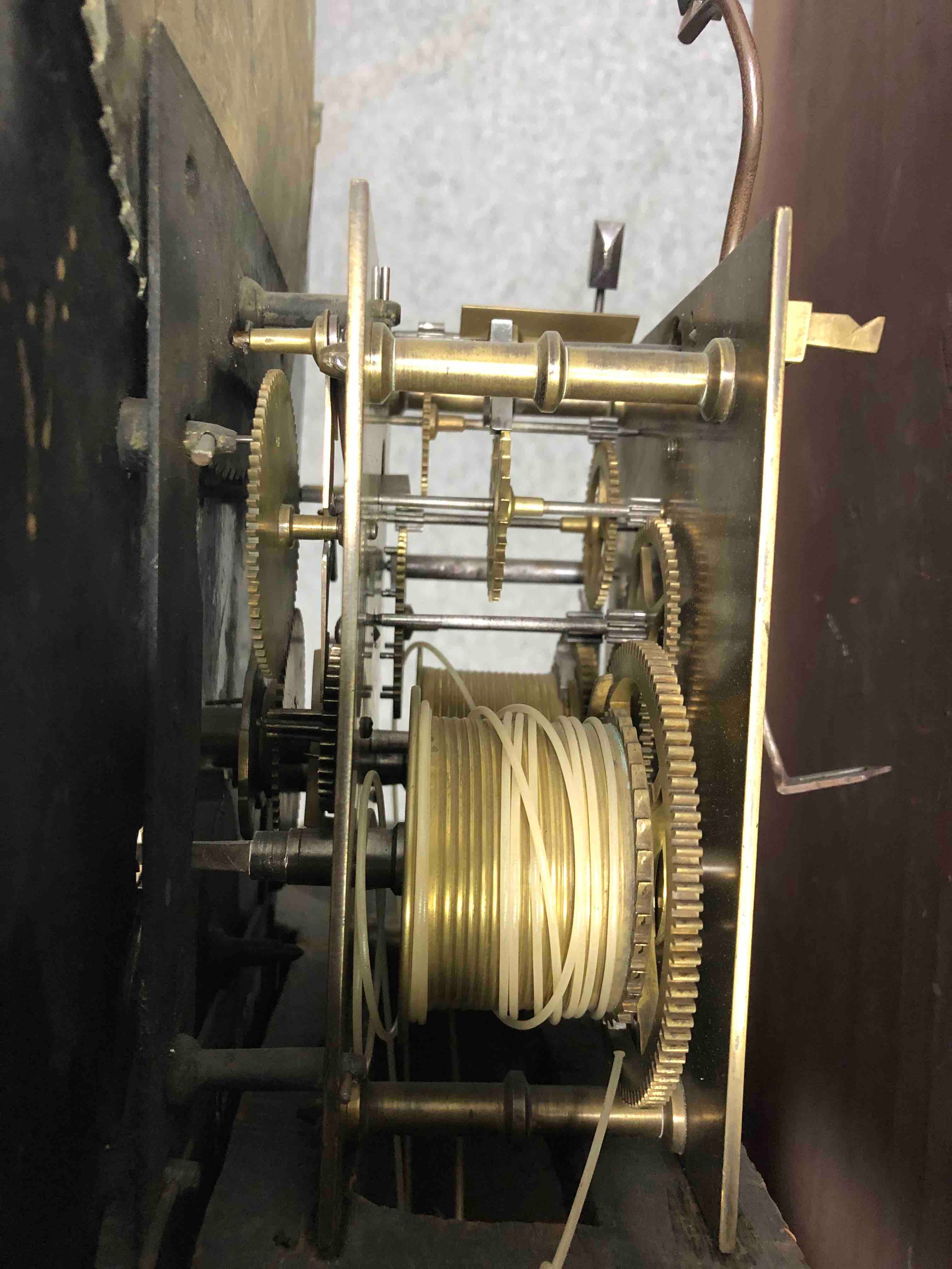 Longcase clock, 19th century with eight day movement in crossbanded mahogany case, maker; - Image 10 of 11