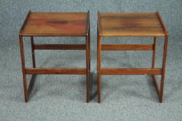 Lamp or occasional tables, a pair mid century vintage. H.45 W.38 D.37cm. (each)
