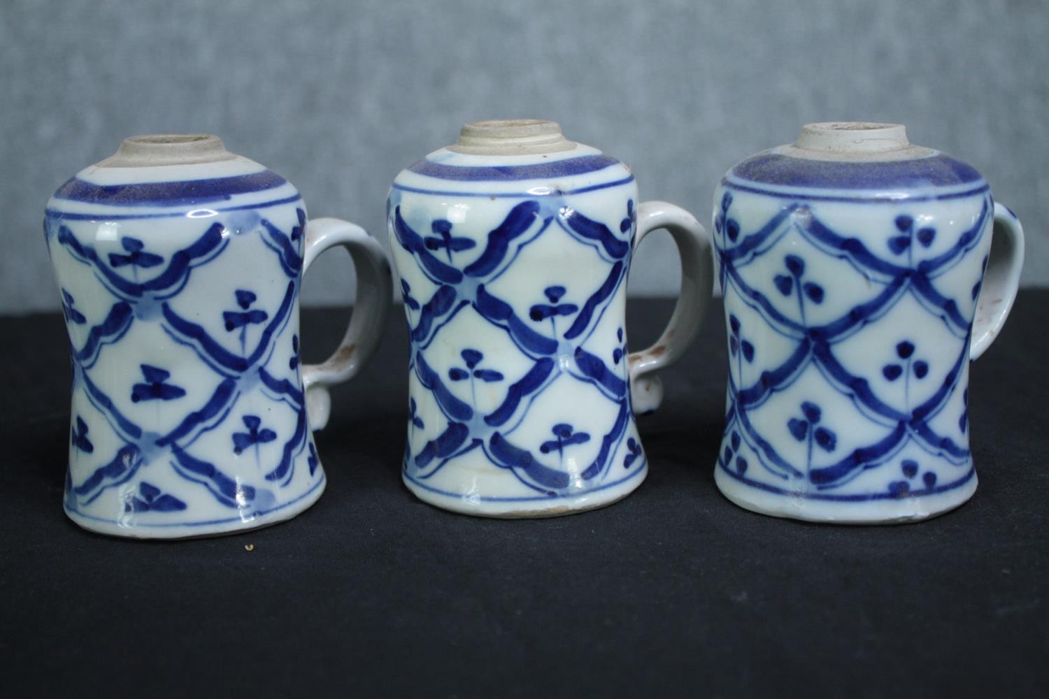 A mixed collection of blue and white Chinese porcelain including a teapot and vases. Signed on the - Image 7 of 12
