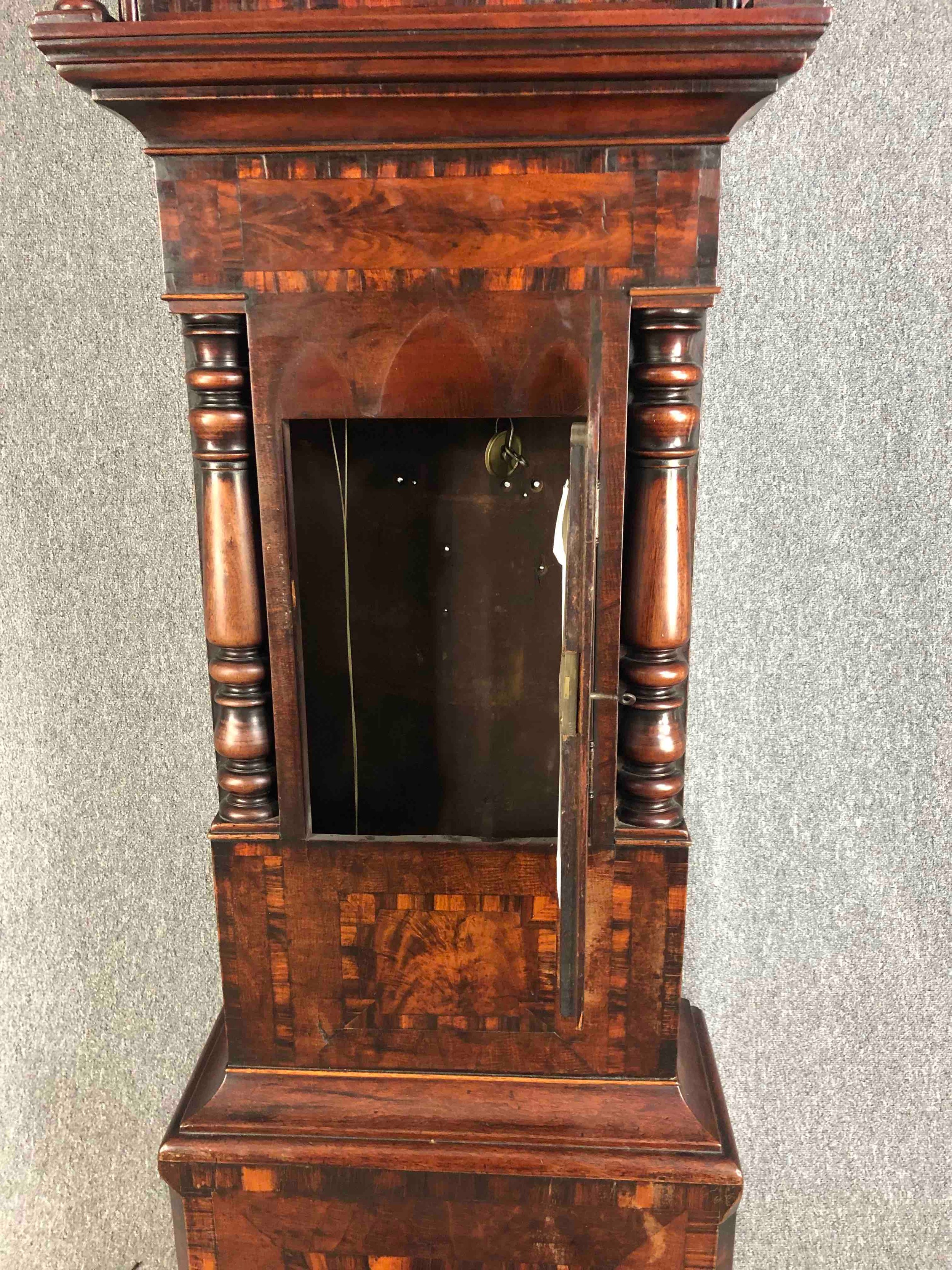 Longcase clock, 19th century with eight day movement in crossbanded mahogany case, maker; - Image 7 of 11