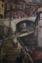 Archibald Elliot Haswell-Miller (British. 1887 - 1979. Oil on canvas. 'Via Appia (Street), Perugia'.
