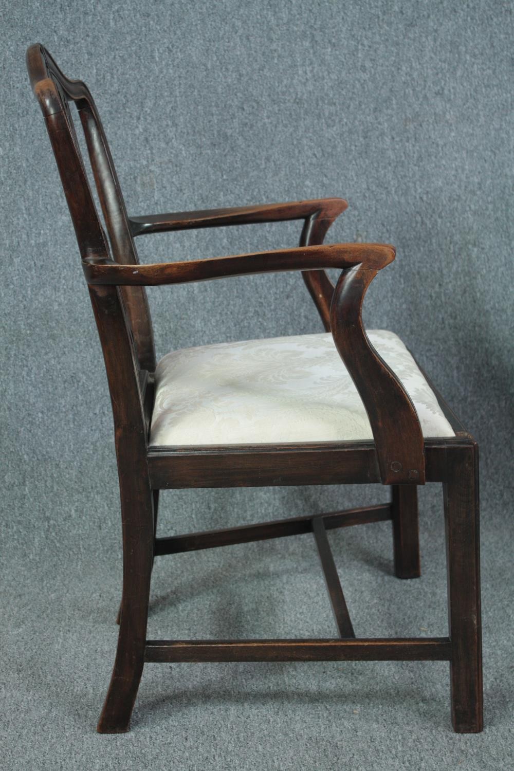 Dining chairs, a set of eight Georgian style mahogany to include two carver armchairs. - Image 8 of 9