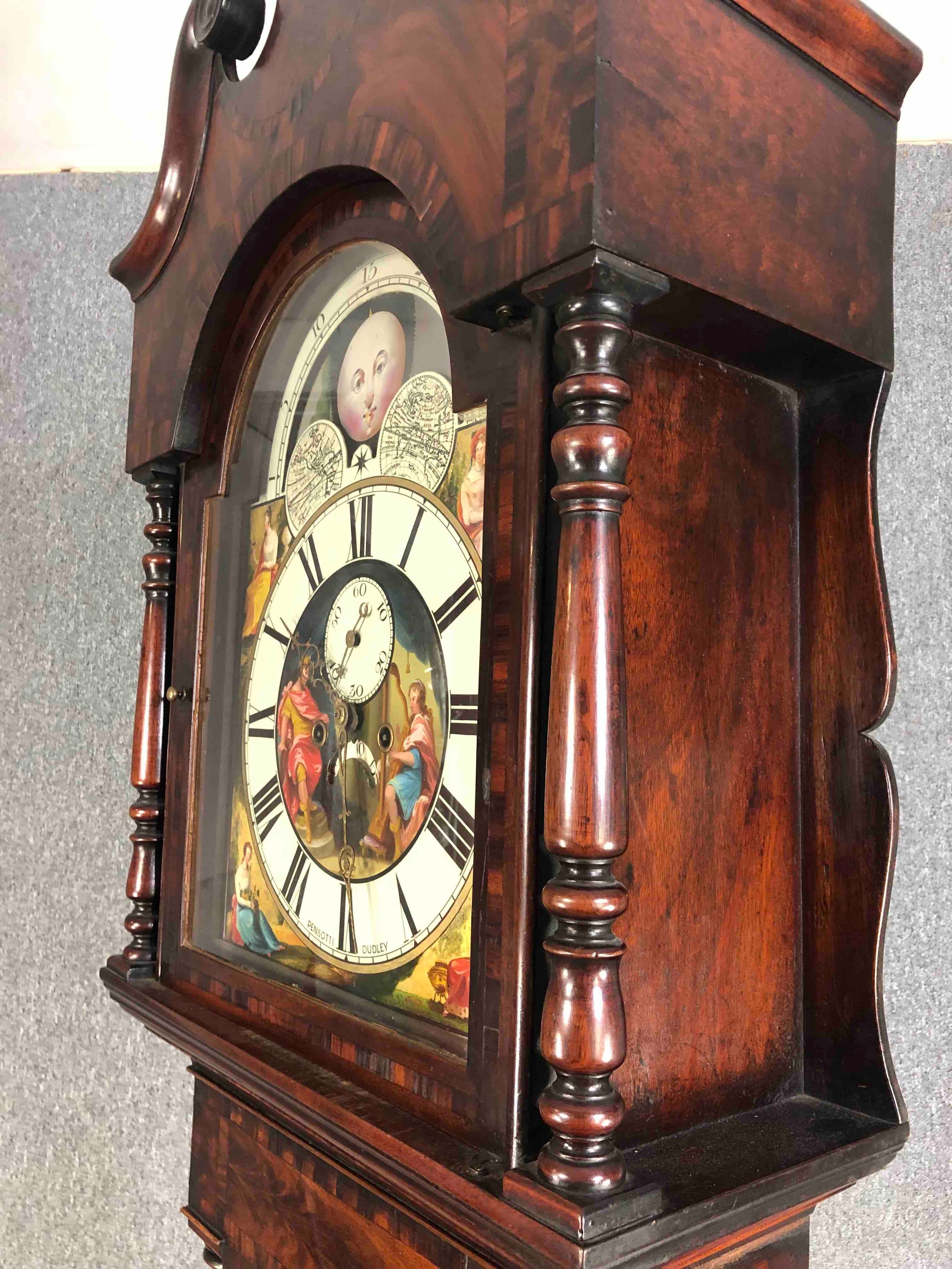 Longcase clock, 19th century with eight day movement in crossbanded mahogany case, maker; - Image 9 of 11