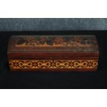 A 19th Century rosewood Tunbridge Ware glove box with original interior, with paper label, Edmund