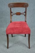 Dining chair, Regency mahogany on sabre supports.