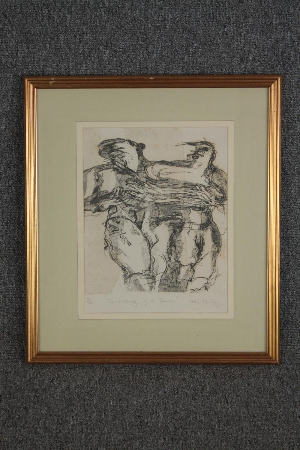 Stella Whalley. Etching titled the 'Ecstasy of St. Theresa'. Numbered 14/30. Signed. Framed and - Image 2 of 5