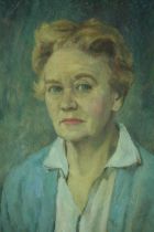Oil on board. Portrait. Unsigned. Glazed and in a much older decorative frame. H.67 W.54 cm.