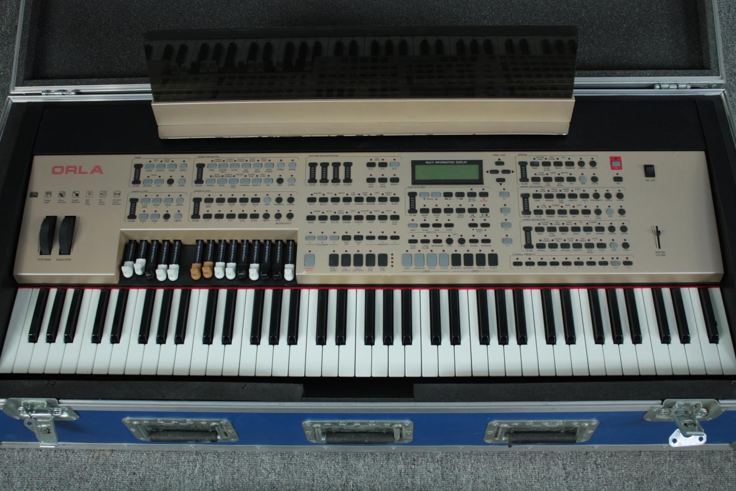 The Orla KX1000 organ complete with all its pedals and manual. In sturdy inflight case. L.120 W.54 - Image 2 of 8