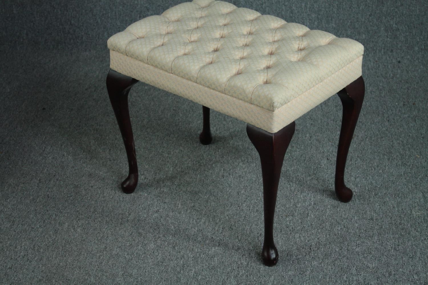 A 19th century style upholstered salon chair and a matching stool. H.81cm. (chair) - Image 8 of 9