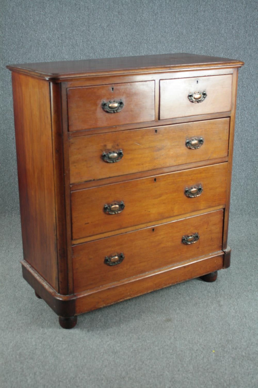 Chest of drawers, 19th century walnut. H.117 W.102 D.49cm. - Image 2 of 5