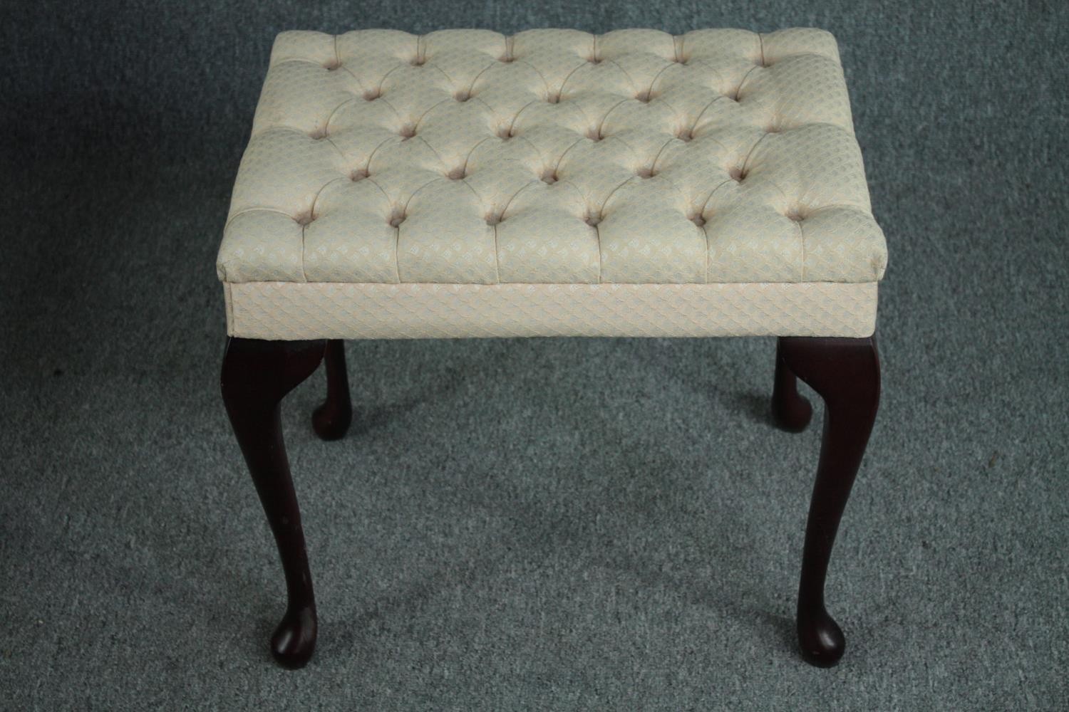 A 19th century style upholstered salon chair and a matching stool. H.81cm. (chair) - Image 6 of 9