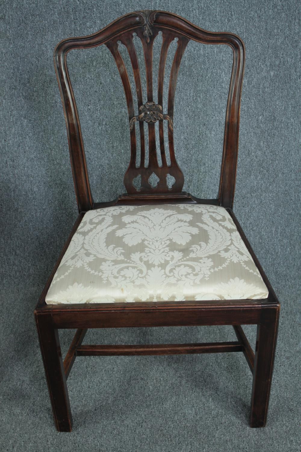 Dining chairs, a set of eight Georgian style mahogany to include two carver armchairs. - Image 3 of 9