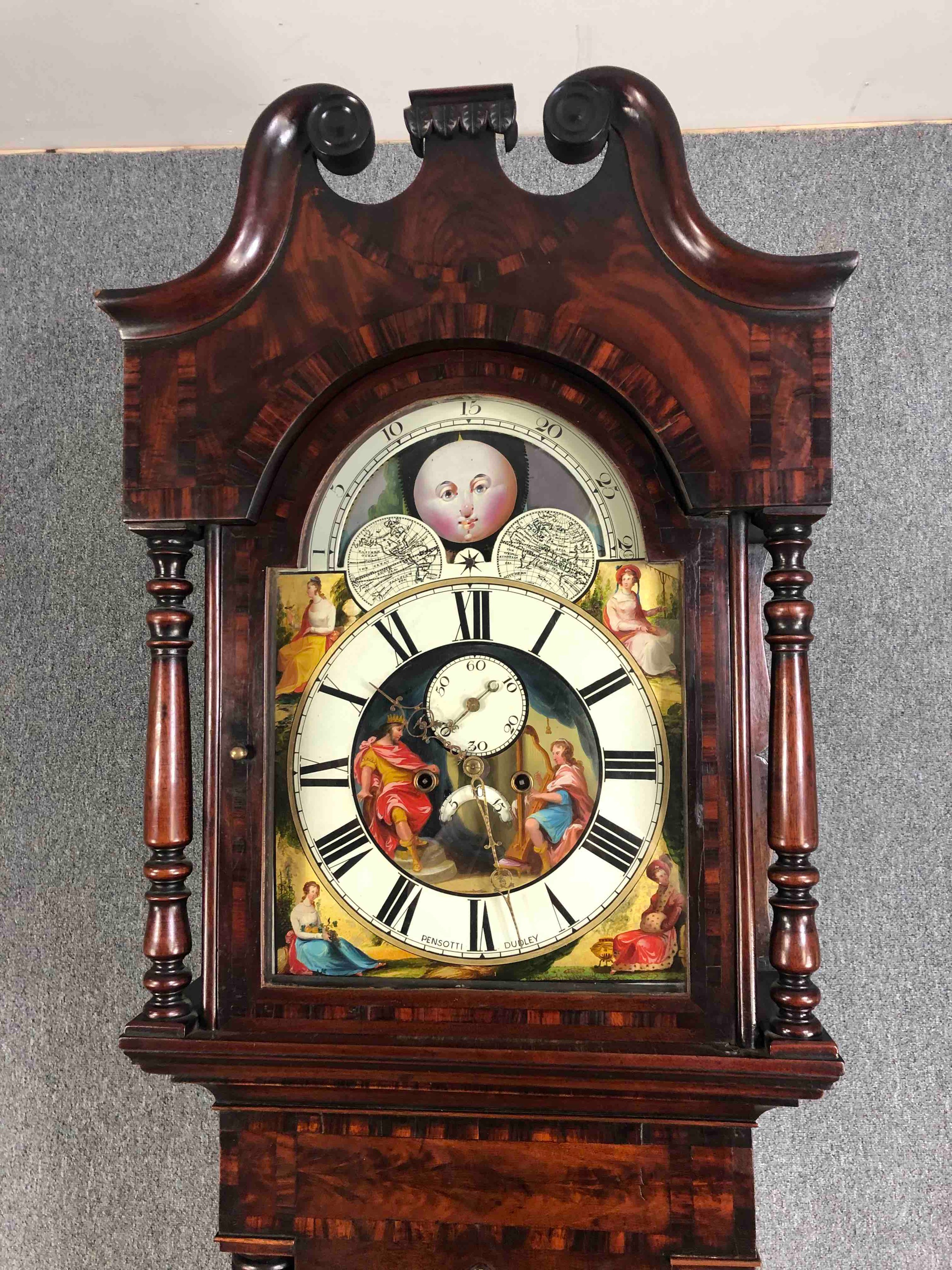 Longcase clock, 19th century with eight day movement in crossbanded mahogany case, maker; - Image 4 of 11