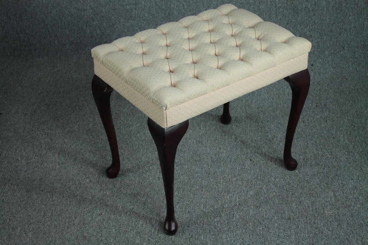 A 19th century style upholstered salon chair and a matching stool. H.81cm. (chair) - Image 7 of 9
