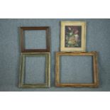 A collection of frames and an oil on canvas. Probably Edwardian. The canvas is damaged as seen. H.64