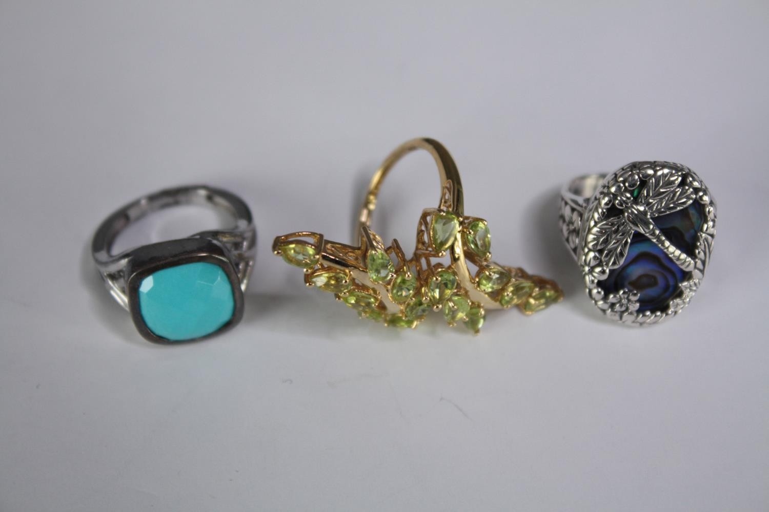 A collection of ten silver gem-set rings of various designs. Set with peridot, Turquoise, amethyst - Image 3 of 4