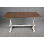 Dining table, vintage oak and painted farmhouse style. H.75 W.152 D.81cm.