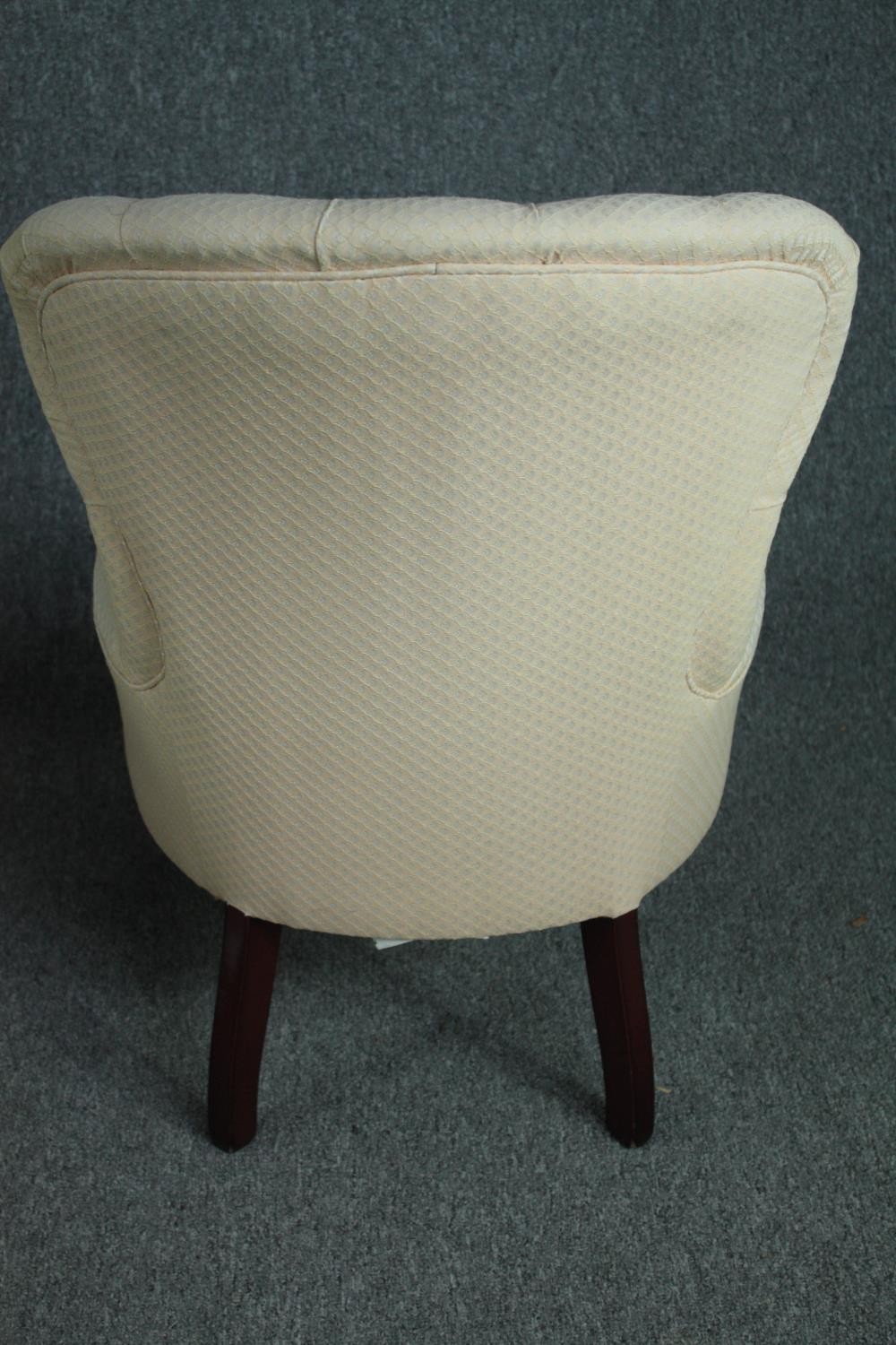 A 19th century style upholstered salon chair and a matching stool. H.81cm. (chair) - Image 5 of 9