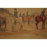 Watercolour painting. Hunting scene. Signed lower left 'Claud' but but with an illegible surname.