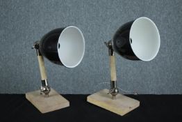 A pair of industrial metal wall mounted lights in the vintage style. Dia.15cm. (each)