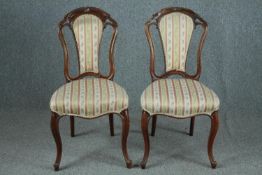 Dining chairs, a pair Victorian mahogany.
