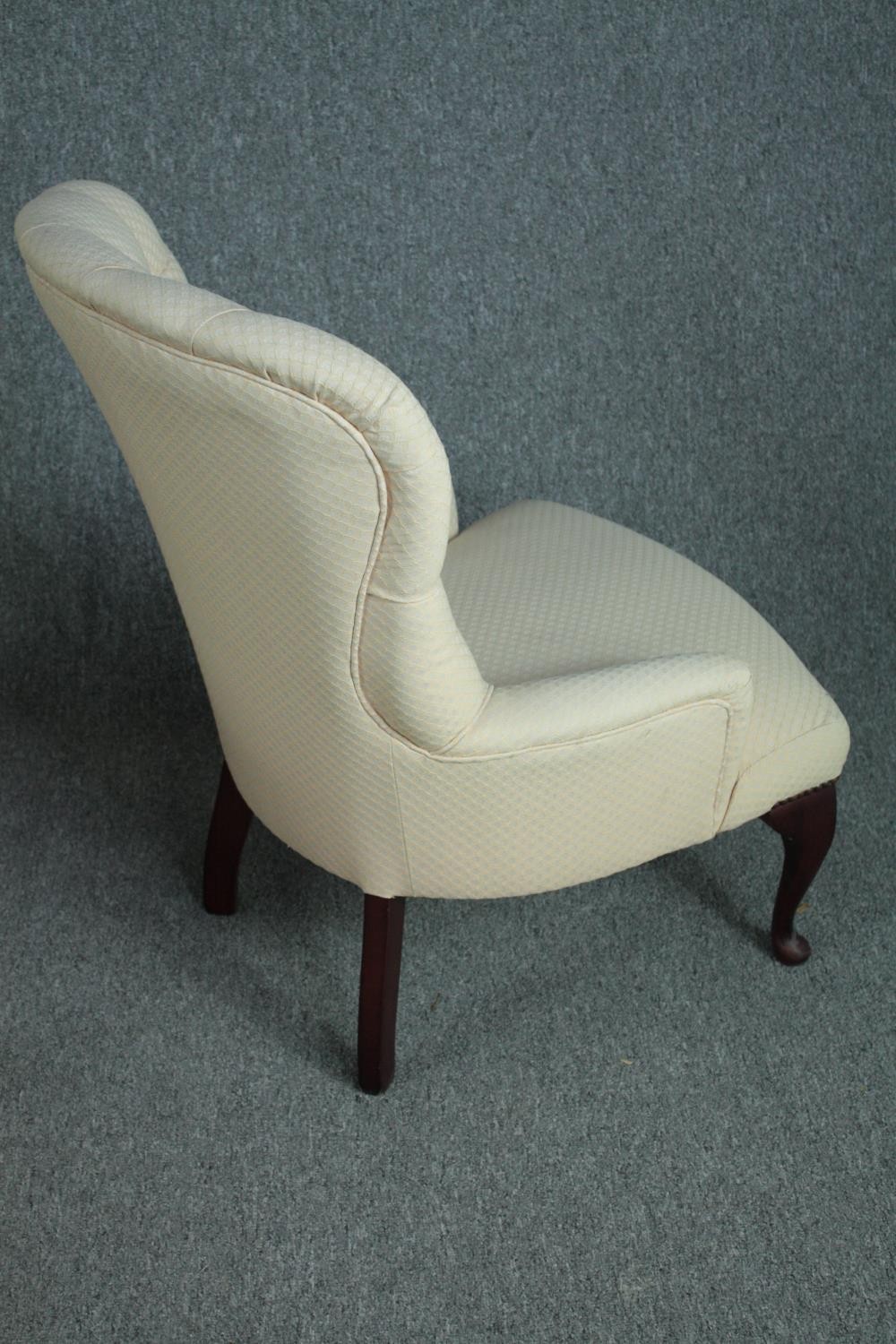 A 19th century style upholstered salon chair and a matching stool. H.81cm. (chair) - Image 4 of 9