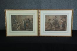 A pair of framed prints. Engravings. H.47 W.54 cm. (each)