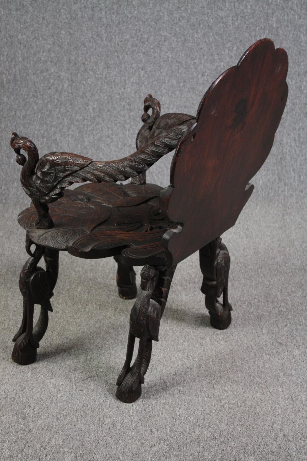 Grotto chair, 19th century Venetian style with allover bird and foliate carving. H.87cm. - Image 6 of 11