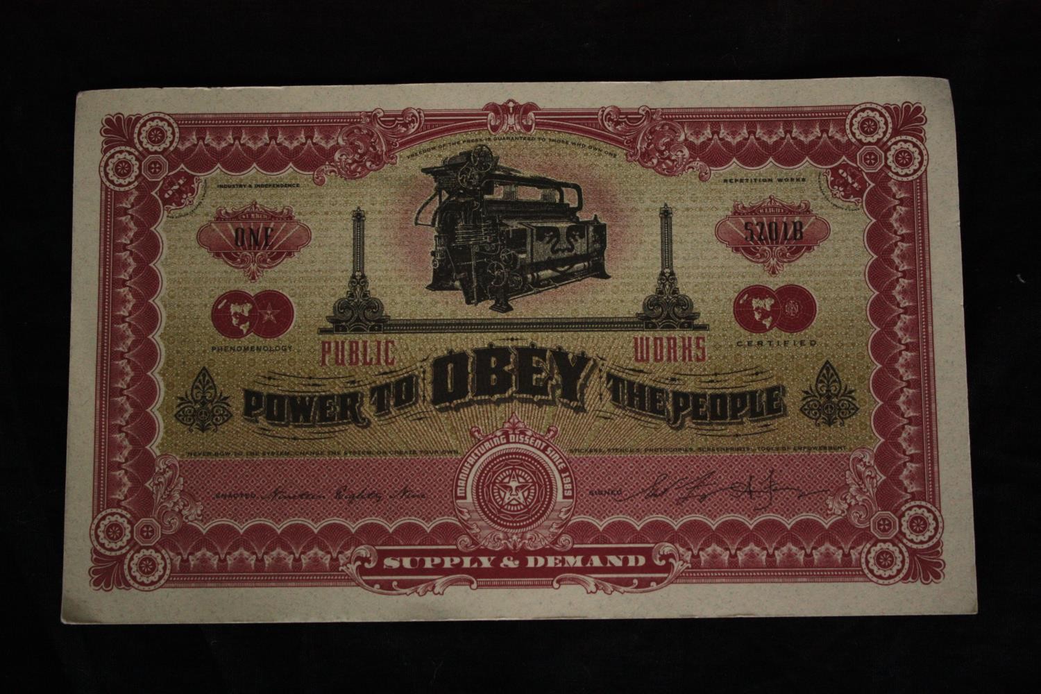 Shepard Fairey OBEY. Twelve double sided 'Bank of Capitalism' notes. "Obedience is the most valuable - Image 2 of 6