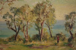 Oil painting on canvas. Landscape. Signed lower left 'A. Goudia'? Framed. H.38 W.51cm.