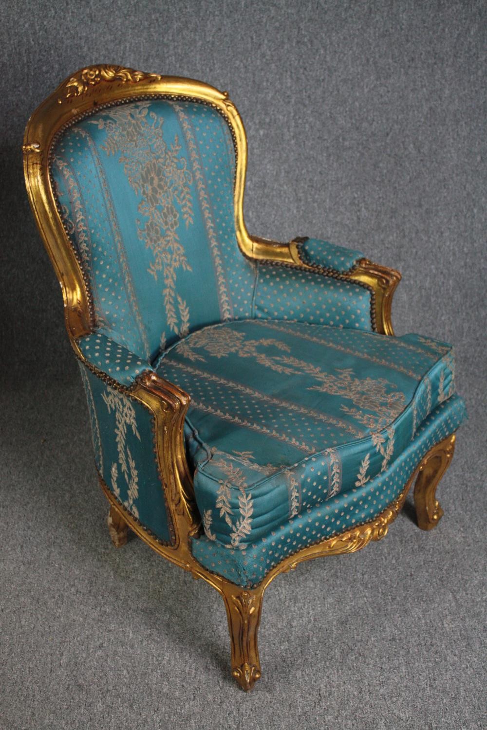 Armchairs, pair contemporary Louis XV style carved giltwood. H.95cm. (each) - Image 3 of 6