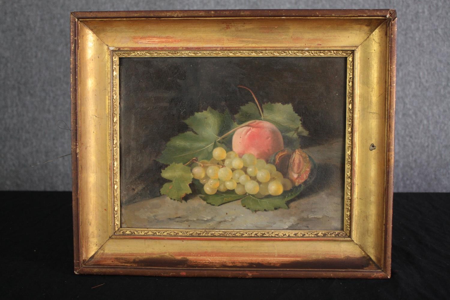 Oil painting on board. Still life fruits. Unsigned. Framed. H.33 W.39cm. - Image 2 of 3