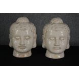 Bubbha. Two busts. Hollow glazed plaster. H.33 cm. (each)