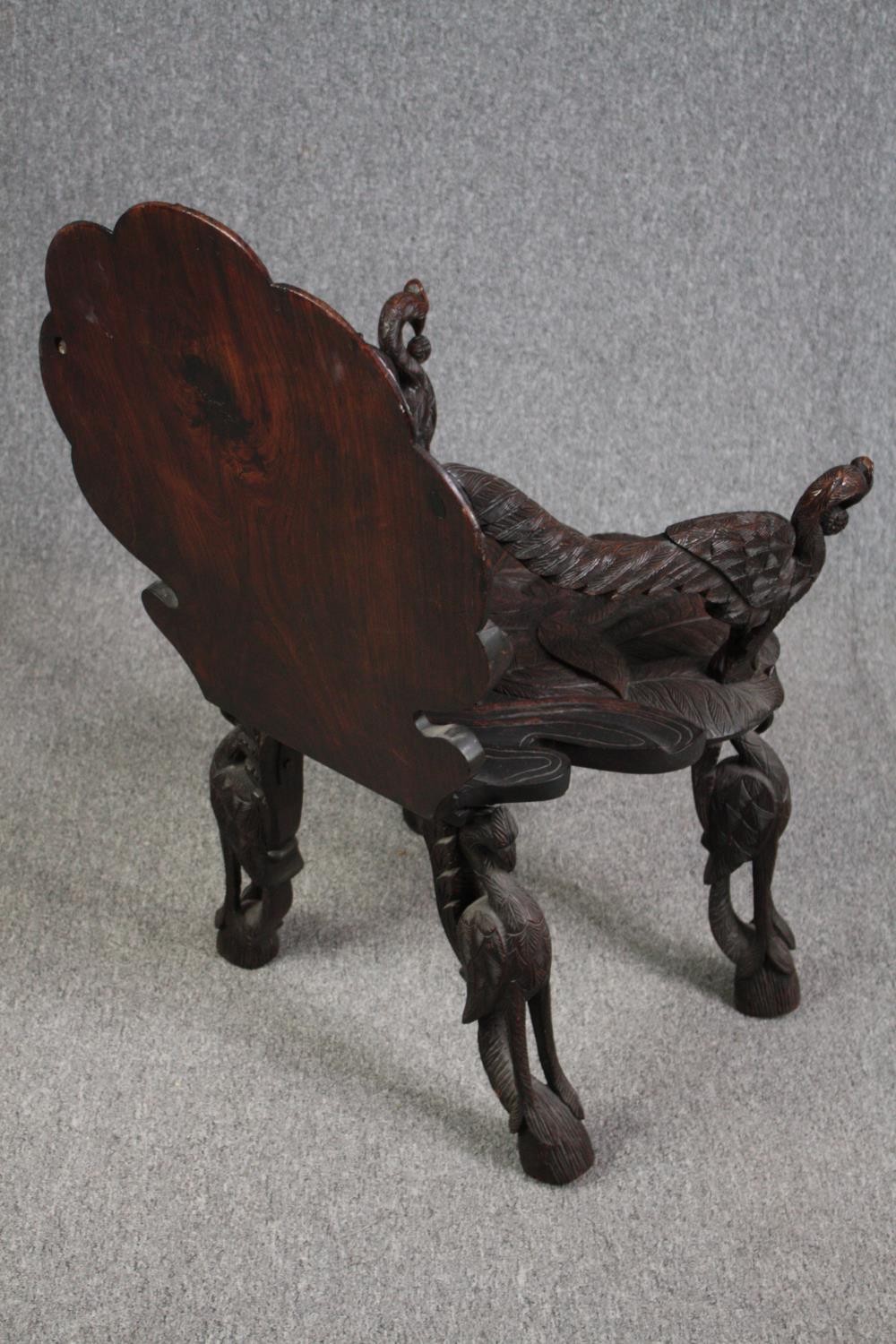 Grotto chair, 19th century Venetian style with allover bird and foliate carving. H.87cm. - Image 4 of 11