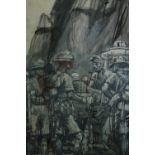 Archibald Elliot Haswell-Miller (British. 1887 - 1979). Ink and pastel on paper. British soldiers in