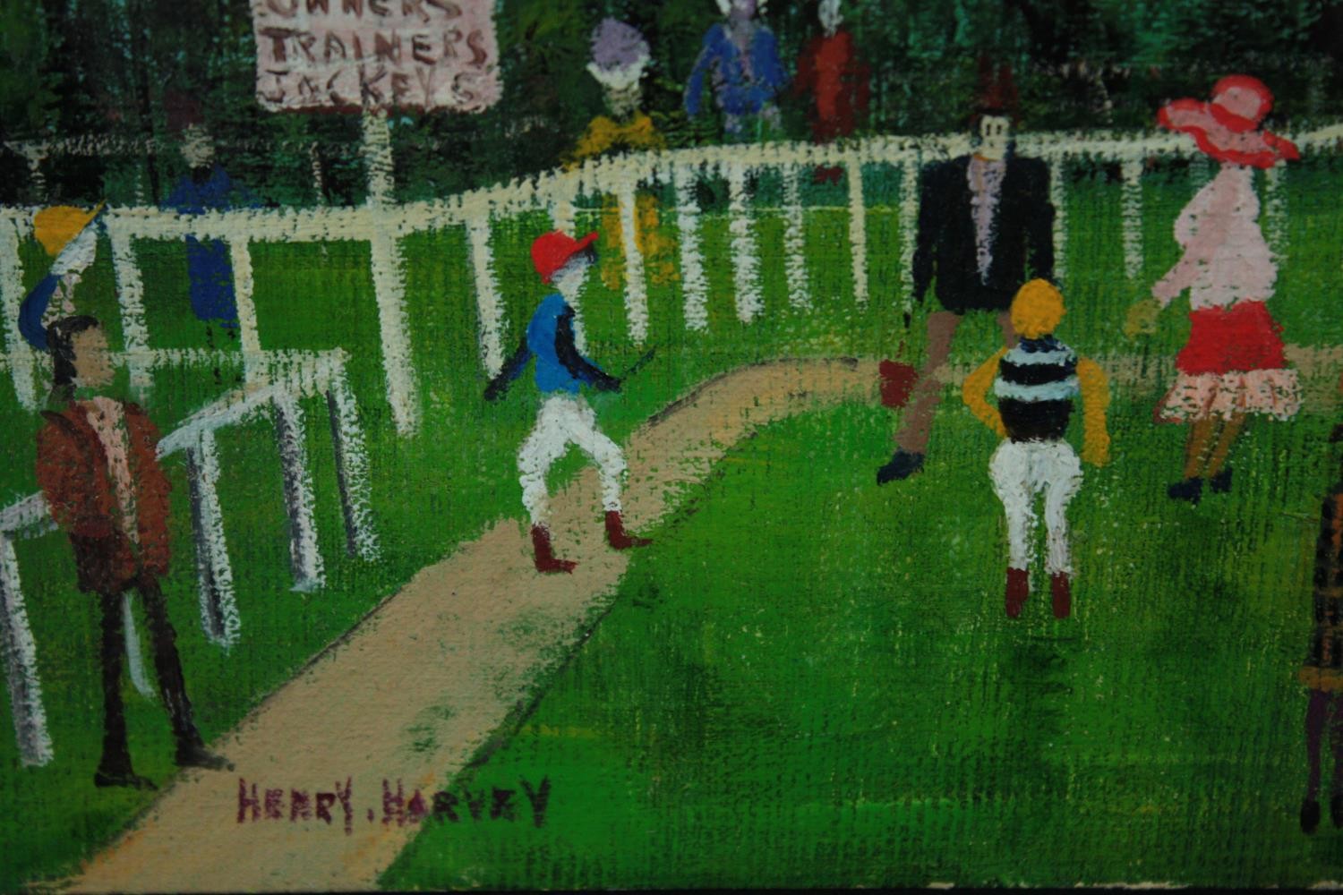 Henry Harvey. Oil paintings on board. Titled on the back 'The Paddock'. A Newmarket horse racing - Image 3 of 6