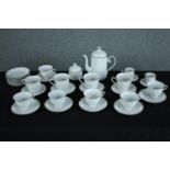 Tea and coffee set. Made in China for export. Ten cups and saucers, two coffee cups, seven side