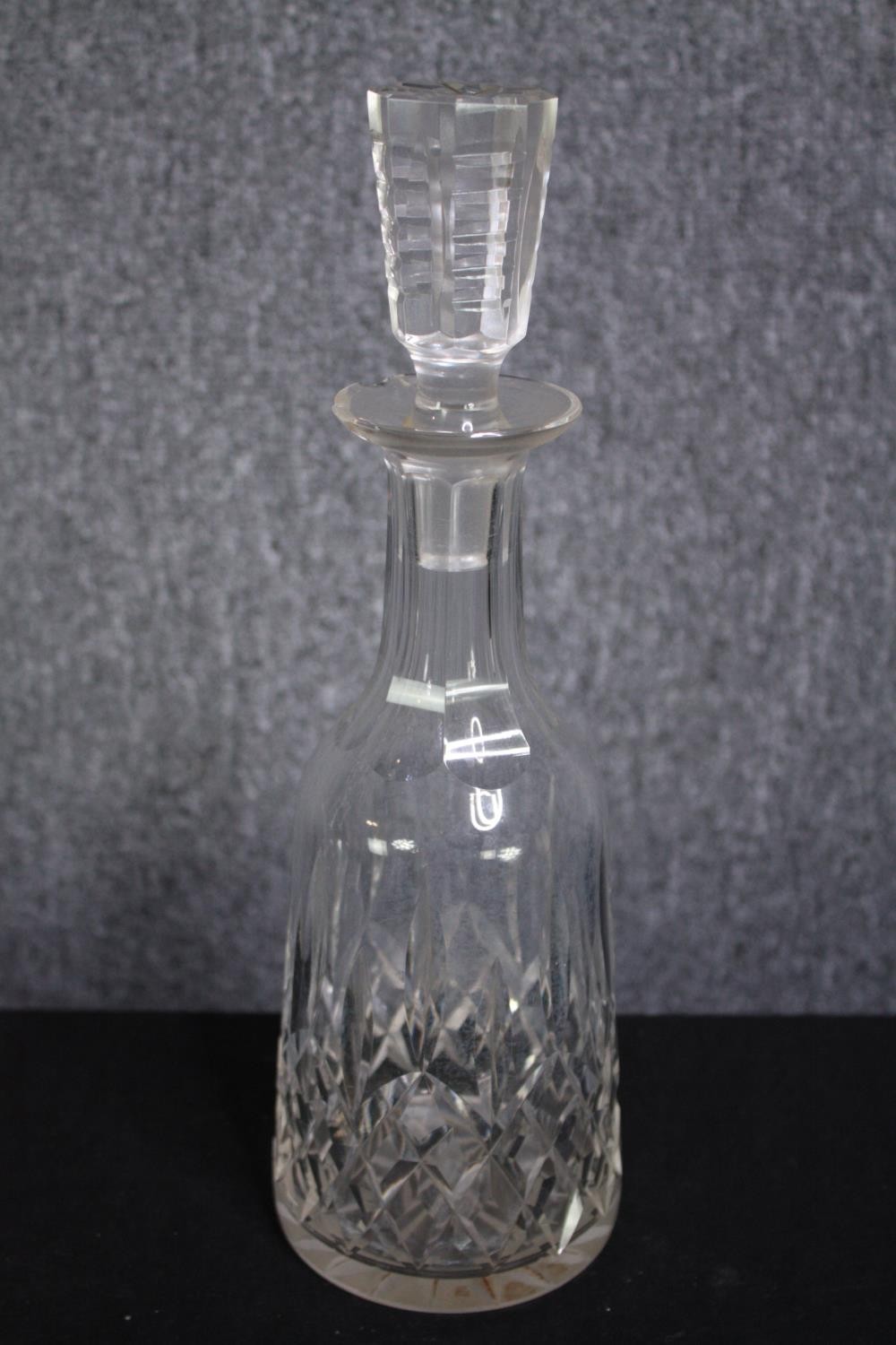 Two cut glass decanters with stoppers. Probably late nineteenth century. H.33cm. (largest) - Image 3 of 4