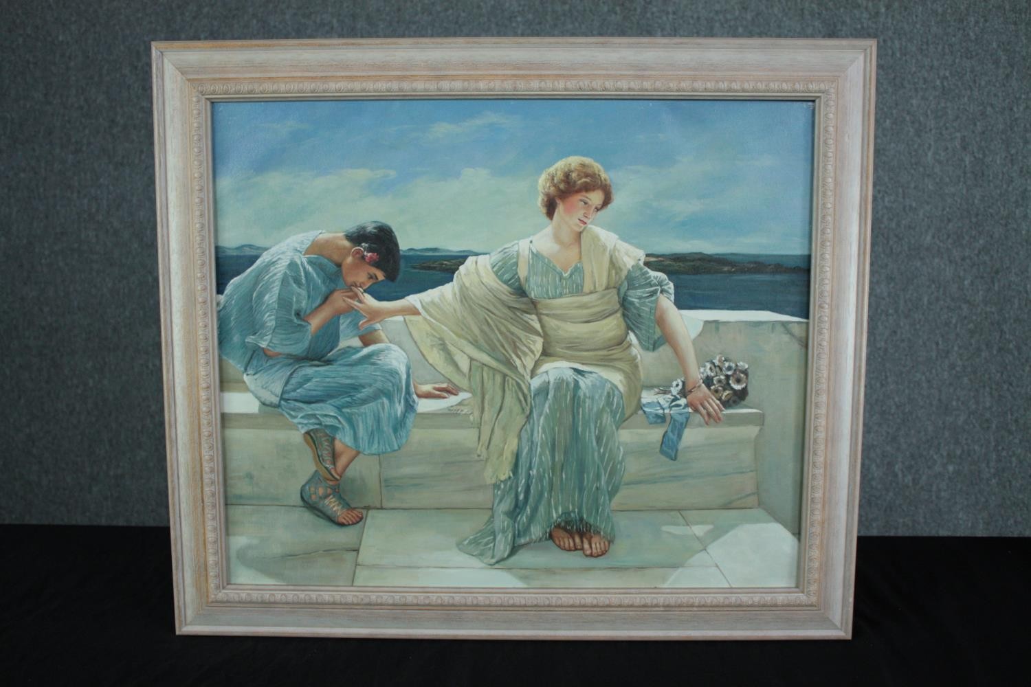 Oil painting on canvas. A classical Greek scene. Unsigned. Framed. H.63 W.72cm. - Image 2 of 3