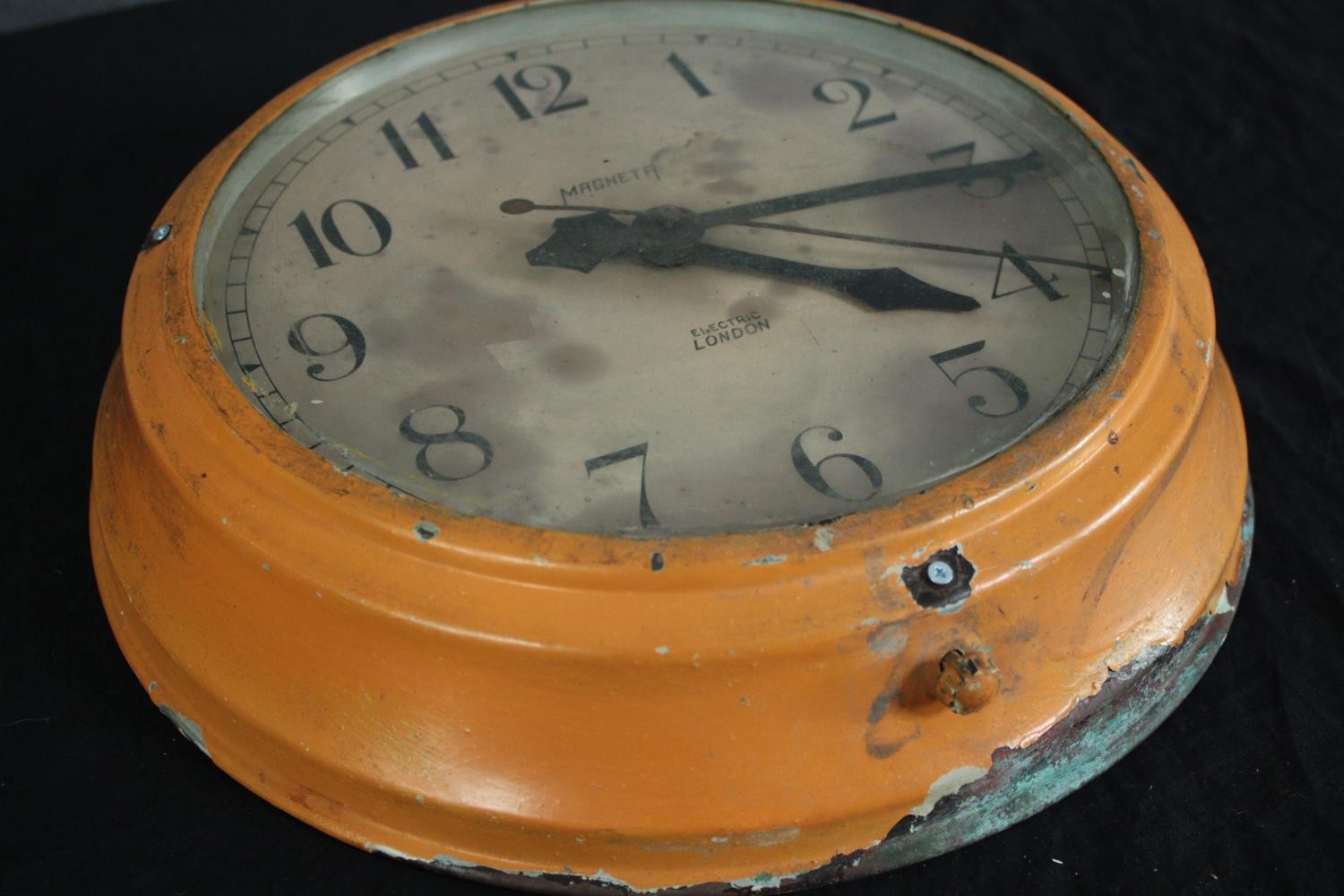 Magneta Electric London. Wall clock. Mains power supply operated. 200 250v. Probably 1940's but - Image 3 of 4