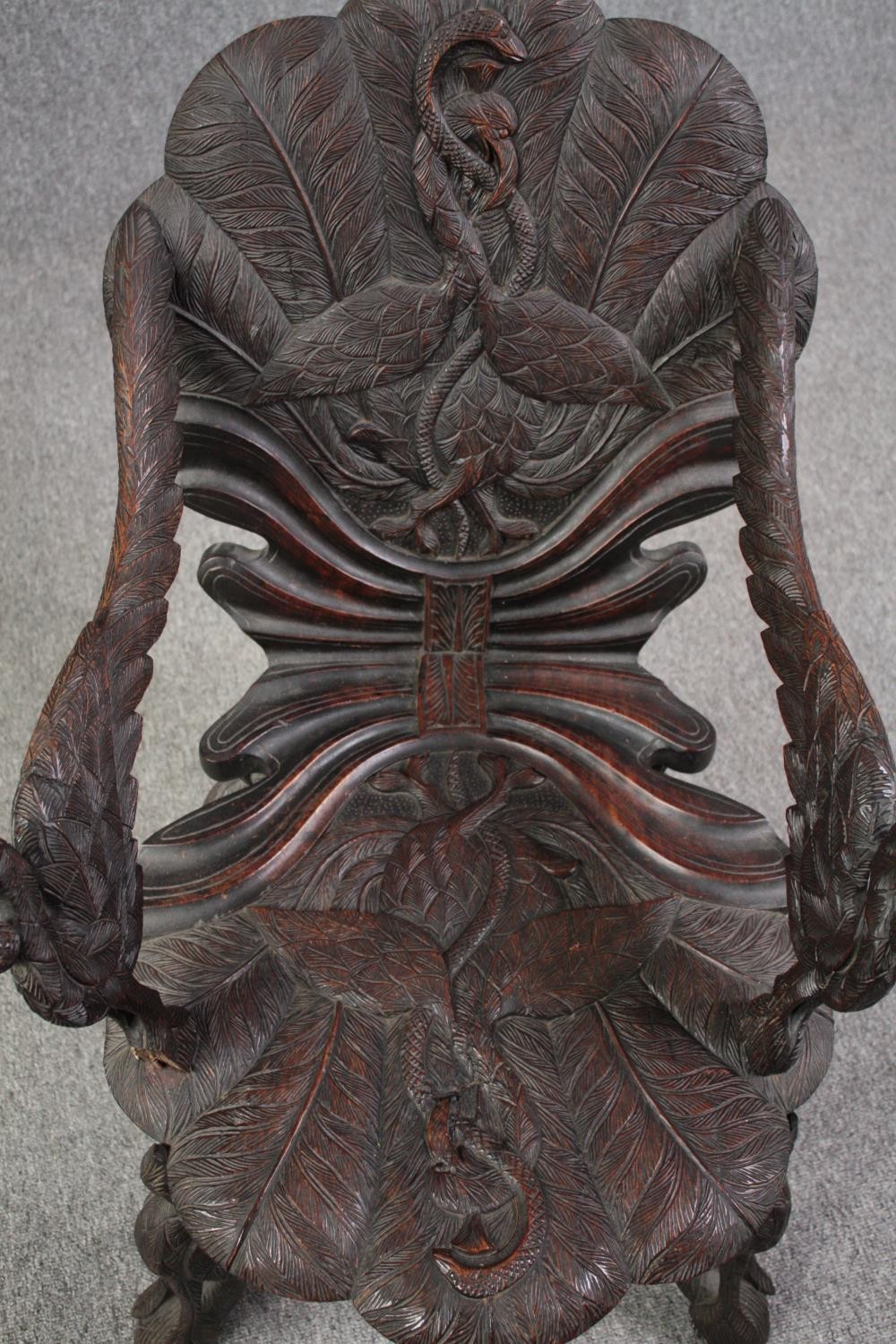 Grotto chair, 19th century Venetian style with allover bird and foliate carving. H.87cm. - Image 8 of 11